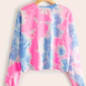 Drop Shoulder Tie Dye Crop Sweater